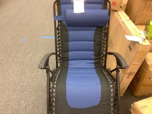 Oversized Padded Zero Gravity Chair, Folding Recliner w/ Headrest, Side Tray - Lot 1083
