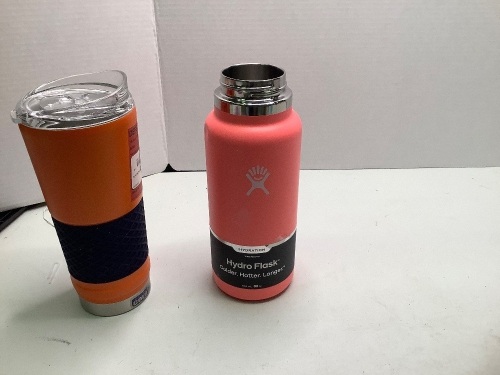 Lot of (2) HydroFlask Insulted Cups, Missing Lid, and Broken Lid, Ecommerce Return - Lot 276