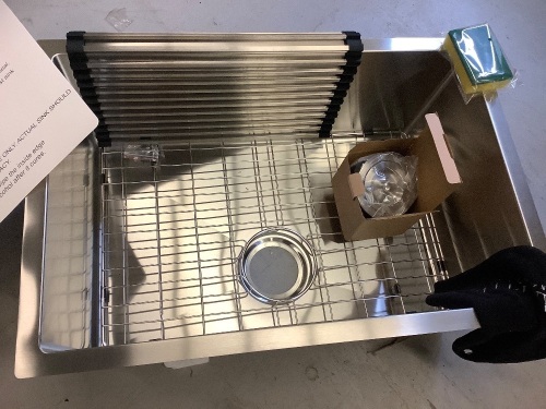 Handmade Stainless Steel Sink 27"x18"x10", Appears New - Lot 290