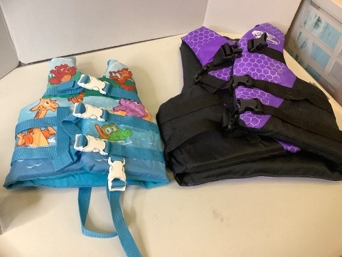 Lot of (2) Life Jacket, Childrens Small, Adult Medium - Lot 356