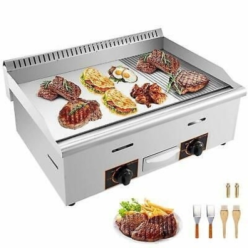 30'' Commercial Griddle Grill Half Grooved Non-Stick Gas Countertop Griddle. Appears New - Lot 56