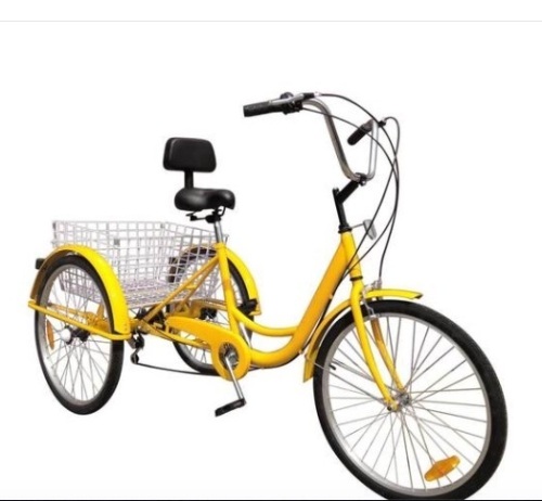 24'' Adult 3-Wheel Tricycle With Basket, Yellow. Appears New - Lot 77