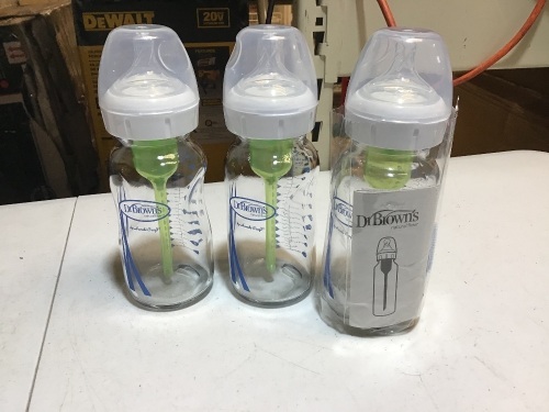 (3) Count, 9oz, Dr. Brown's Options, Wide-Neck Glass Baby Bottles. Appears New. - Lot 252