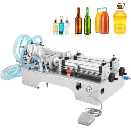 Two Heads Pneumatic Liquid Filling Machine 100-1000ml. New with damaged plastic handles - Lot 277