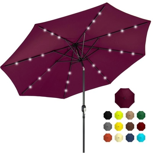10ft Solar LED Lighted Patio Umbrella w/ Tilt Adjustment, Fade-Resistance. Appears New - Lot 288