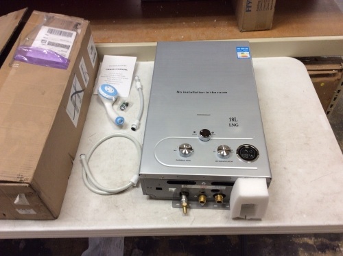 18L Tankless Water Heater. 4.8GPM. Stainless Steel. Includes Shower Head Kit. E-Commerce Return. Unknown Condition - Lot 346