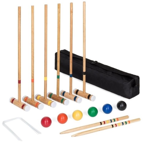 6-Player 32in Wood Classic Croquet Yard Game Set w/ Carrying Case. Appears New  - Lot 417
