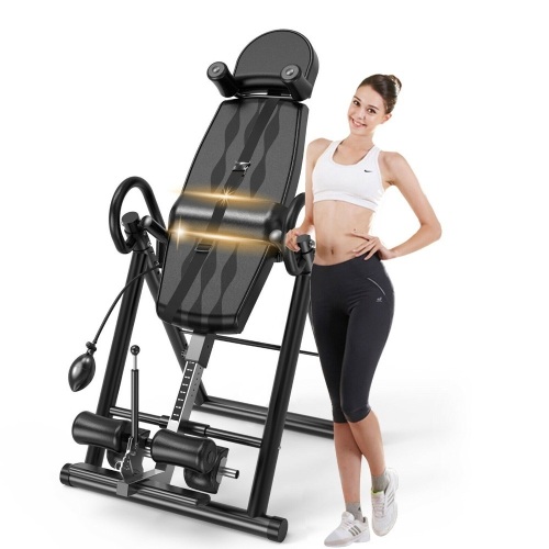 VEVOR Premium Foldable Gravity Inversion Table Waist Inflatable Adjustment with Protective Belt - Lot 447