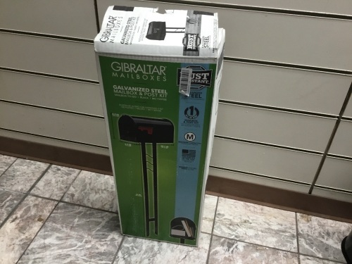 Gibraltar Mailboxes Mailbox to Go Standard Metal Black Post Mount Mailbox with Post. Store Return.  - Lot 499