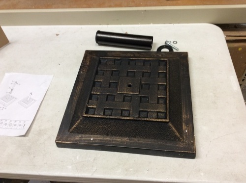 26lb Steel Square Patio Umbrella Base Stand, Basketweave Pattern. Missing One Piece. See Pictures. E-Commerce Return. - Lot 657