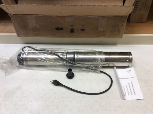 Submersible Pump, 4" Deep Well, 1/2HP, 25.5GPM, 164ft Max, 110V, Long Life. Appears New - Lot 712