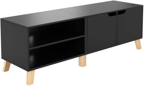 Homfa TV Cabinet Living Room TV Table with 2 Doors 2 Compartments Black. Appears New - Lot 730