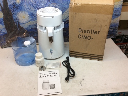VEVOR Countertop Water Distiller 750W Purifier Filter with Handle 1.1 Gal 4L BPA Free Container. Untested E-Commerce Return - Lot 750a