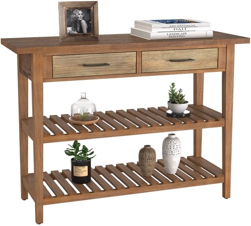 HOMECHO Rustic Console Table with Drawers. 43.2 x 15 x 30.9 inches. Appears New with Damaged Box. - Lot 839