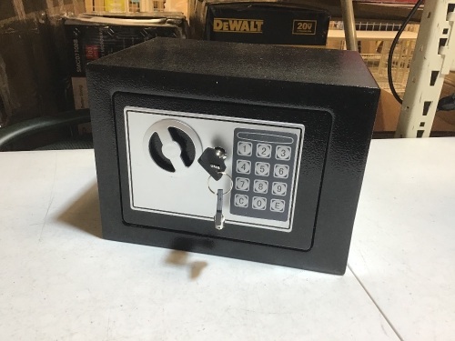 Locking Security Safe. Small Keypad Lock w/ Backup Key for Entry - Lot 851