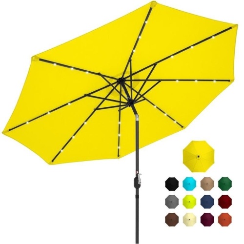 10ft Solar LED Lighted Patio Umbrella w/ Tilt Adjustment, Fade-Resistance. Appears New  - Lot 853
