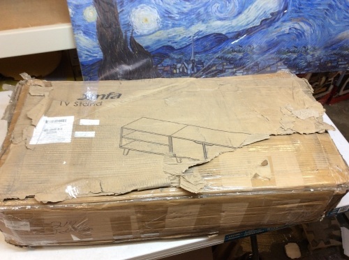 Homfa Black TV Stand. Appears New with Damaged Box. E-Commerce Return - Lot 861