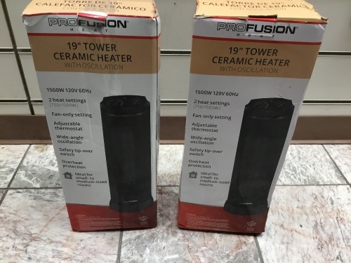 Lot of (2) Profusion 19" Ceramic Tower Heaters. Untested Store Returns - Lot 871