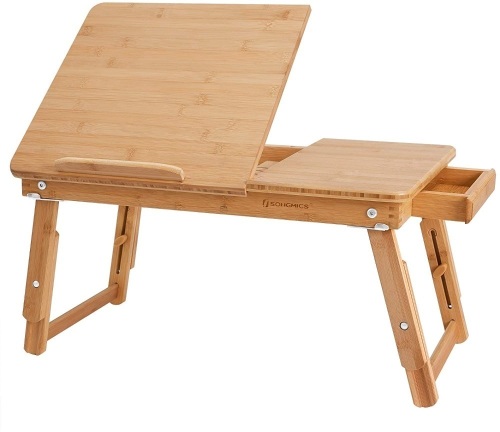 SONGMICS Laptop Desk for Bed Sofa w/ Adjustable Tilting Top, 100% Bamboo Nature - Lot 873