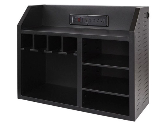 ProSteel Charging Station w/ Tool Storage, Wall Mount or Free Standing, Black. (Tools Not Included) Appears New. Tested/Works.    - Lot 875