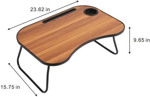 HOME BI Laptop Table for Bed, Fits 17" Laptop or Smaller, Brown w/ Black Frame.  - Lot 896