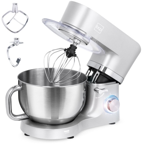 6.3qt 660W 6-Speed Tilt-Head Stainless Steel Kitchen Mixer w/ 3 Attachments, Splash Guard - Lot 479