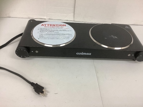 Cusimax Double Infrared Cooktop, Powers Up, E-Commerce Return - Lot 240