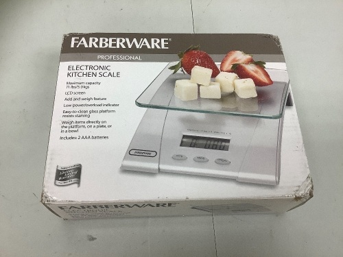 Farberware Electronic Digital Scale, Powers up, E-Commerce Return - Lot 270