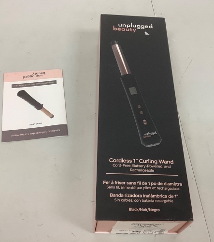 Unplugged Beauty Cordless 1" Curling Wand, Powers Up, E-Commerce Return - Lot 805