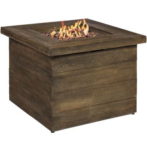 Outdoor Gas Fire Pit Centerpiece Table W/ Lava Rocks And Cover - Lot 44