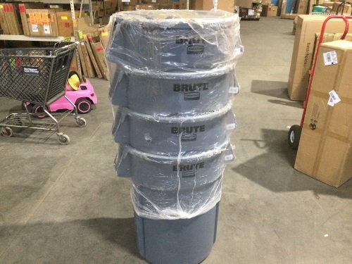 Lot of (4) Rubbermaid Brute Heavy Duty Trash Cans - Lot 50