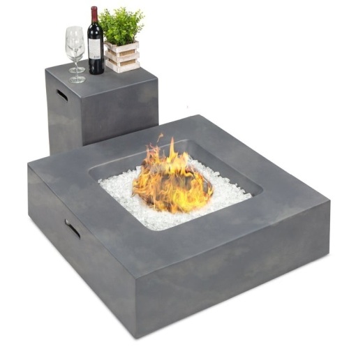 40,000 BTU Square Propane Fire Pit Table w/ Gas Tank Storage - 35x35in - Lot 57