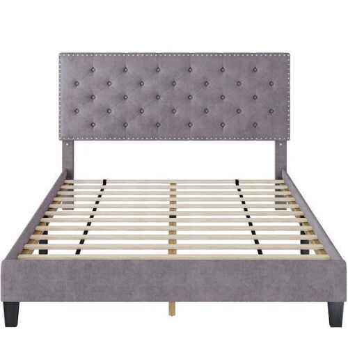 Homecho Queen Upholstered Platform Bed Frame with Adjustable Headboard - Lot 357