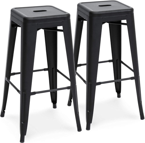 30in Metal Modern Industrial Bar Stools w/ Drainage Holes, Set of 2  - Lot 380