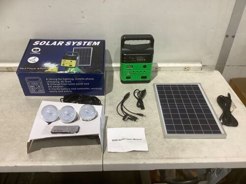 Solar Panel Power Emergency Lighting, MP3 Player, & FM Radio  - Lot 671