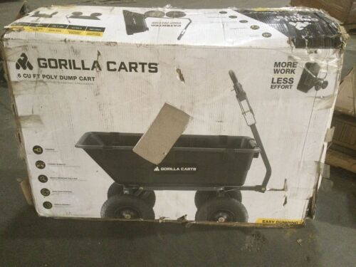Gorilla Carts Heavy-Duty Poly Yard Dump Cart, 2-In-1 Convertible Handle, 1200 lbs Capacity - Missing Hardware  - Lot 694