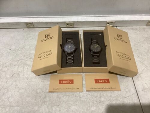 Lot of (2) LeeEv UWood Natural Wood Watches  - Lot 1147