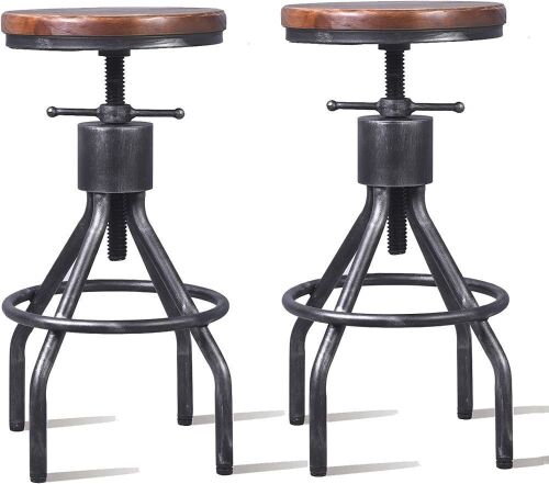 Set of 2 Industrial Swivel Bar Stools - Lot 166