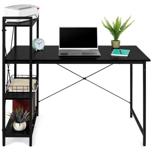 Computer Desk & 4-Tier Shelf, Modular Office Workstation - 48in - Lot 509