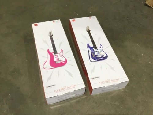 Lot of (2) Kids Electric Guitar Toy Play Set w/ 6 Songs, Microphone, Amp - Lot 604