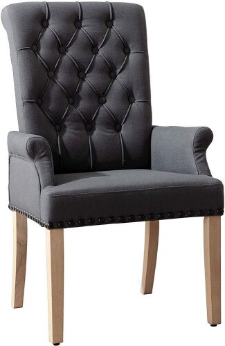 Set of 2 Fabric Accent Chairs with Armrest and Solid Wood Legs  - Lot 122