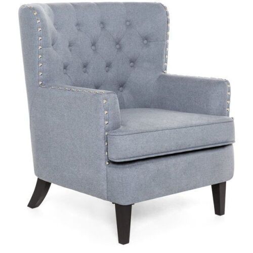 Modern Tufted Wingback Accent Chair w/ Nailhead Trim - Lot 129