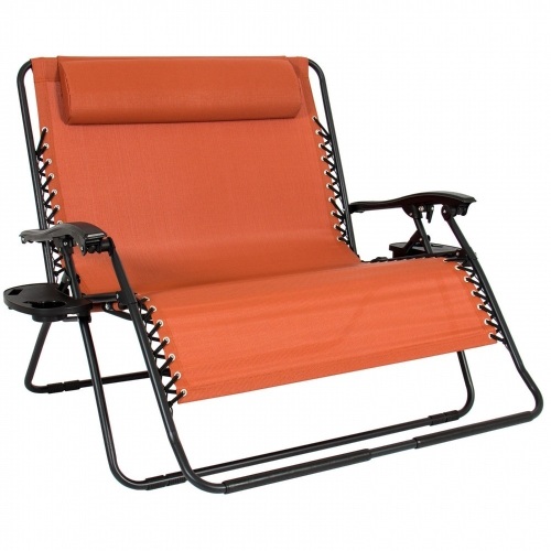 2-Person Double Wide Zero Gravity Chair Lounger w/ Cup Holders, Headrest - Lot 602