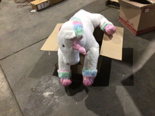 Kids Extra Large Life-Size Plush Rainbow Unicorn Stuffed Animal w/ Soft Fur - Lot 770
