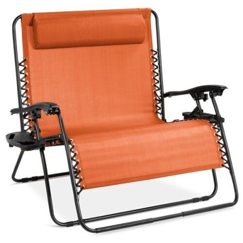 2-Person Double Wide Zero Gravity Chair Lounger w/ Cup Holders, Headrest - Lot 794