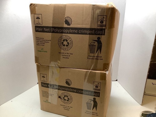 Lot of (2) Hair Net Polypropylene crimped cap, New - Lot 190