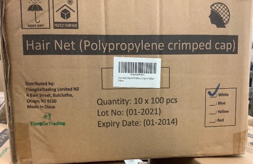 Lot of (2) Hair Net Polypropylene crimped cap) 10x100 pcs per box - Lot 366