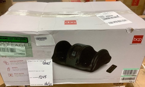 Therapeutic Foot Massager w/ High Intensity Rollers, Remote, 3 Modes - Lot 1245