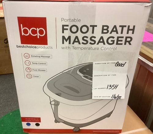 Portable Foot Bath Massager w/ Temperature Control - Lot 1354