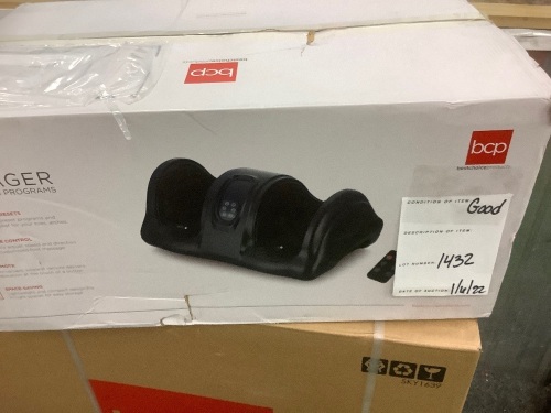 Therapeutic Foot Massager w/ High Intensity Rollers, Remote, 3 Modes - Lot 1432